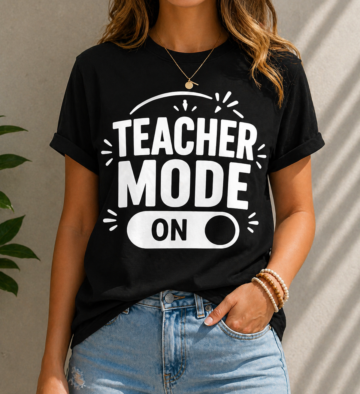 Teacher Mode ON Funny Teacher Vinyl T-Shirt