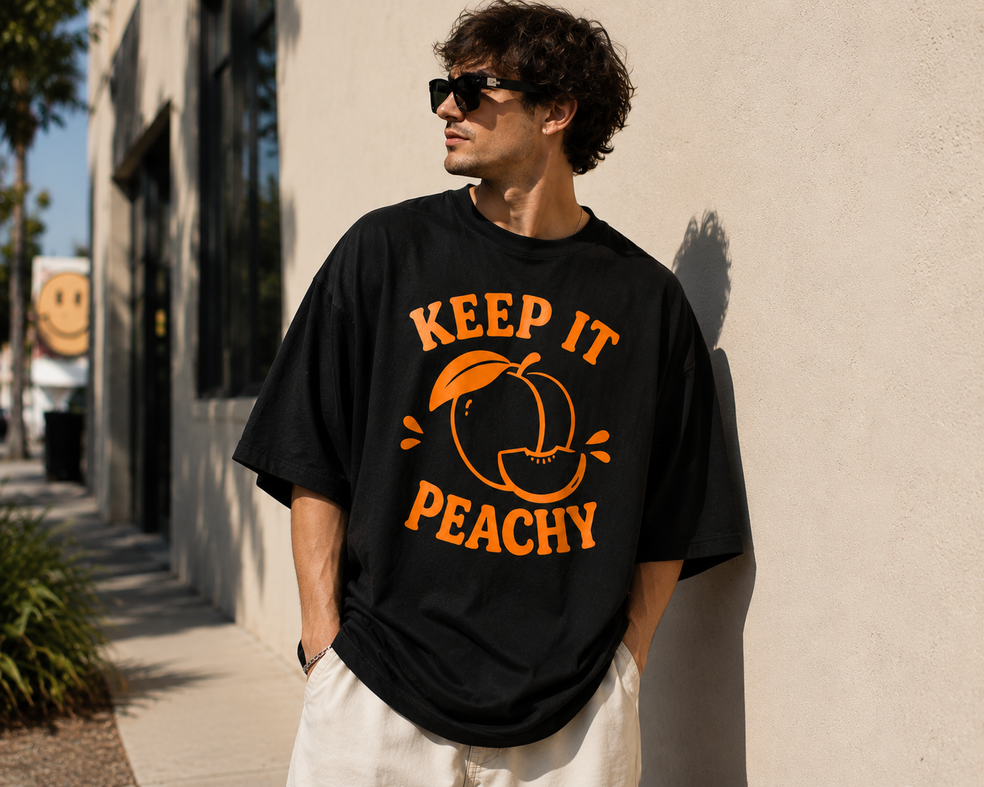 Keep It Peachy Vinyl T-Shirt | Cute Retro Peach Summer Tee