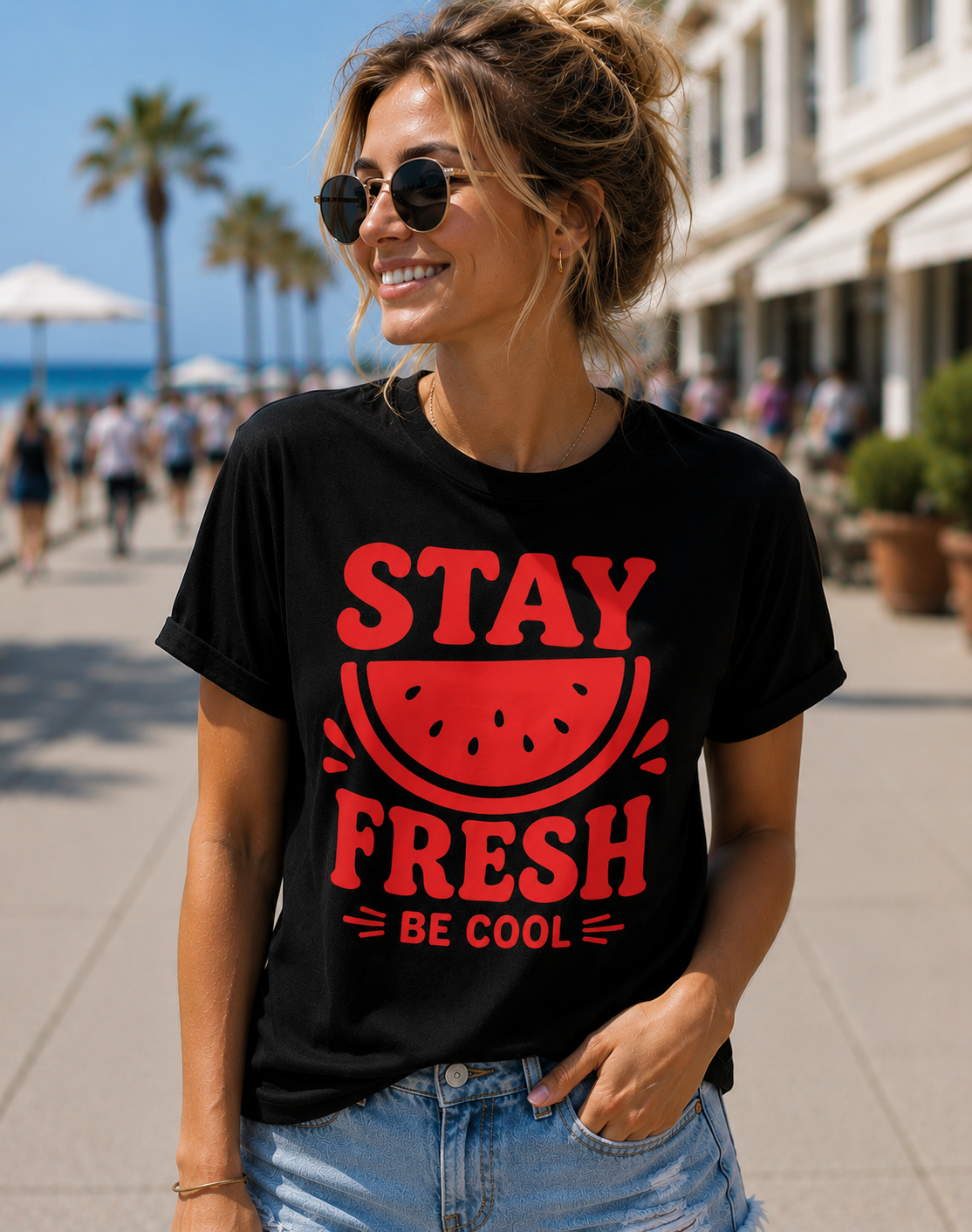 Stay Fresh Be Cool Watermelon Vinyl T-Shirt | Cute Summer Fruit Tee