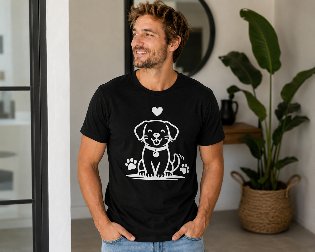 Cute Puppy Love Dog Lover Vinyl T-Shirt | Funny Pet Owner Tee | Dog Mom & Dog Dad Gift