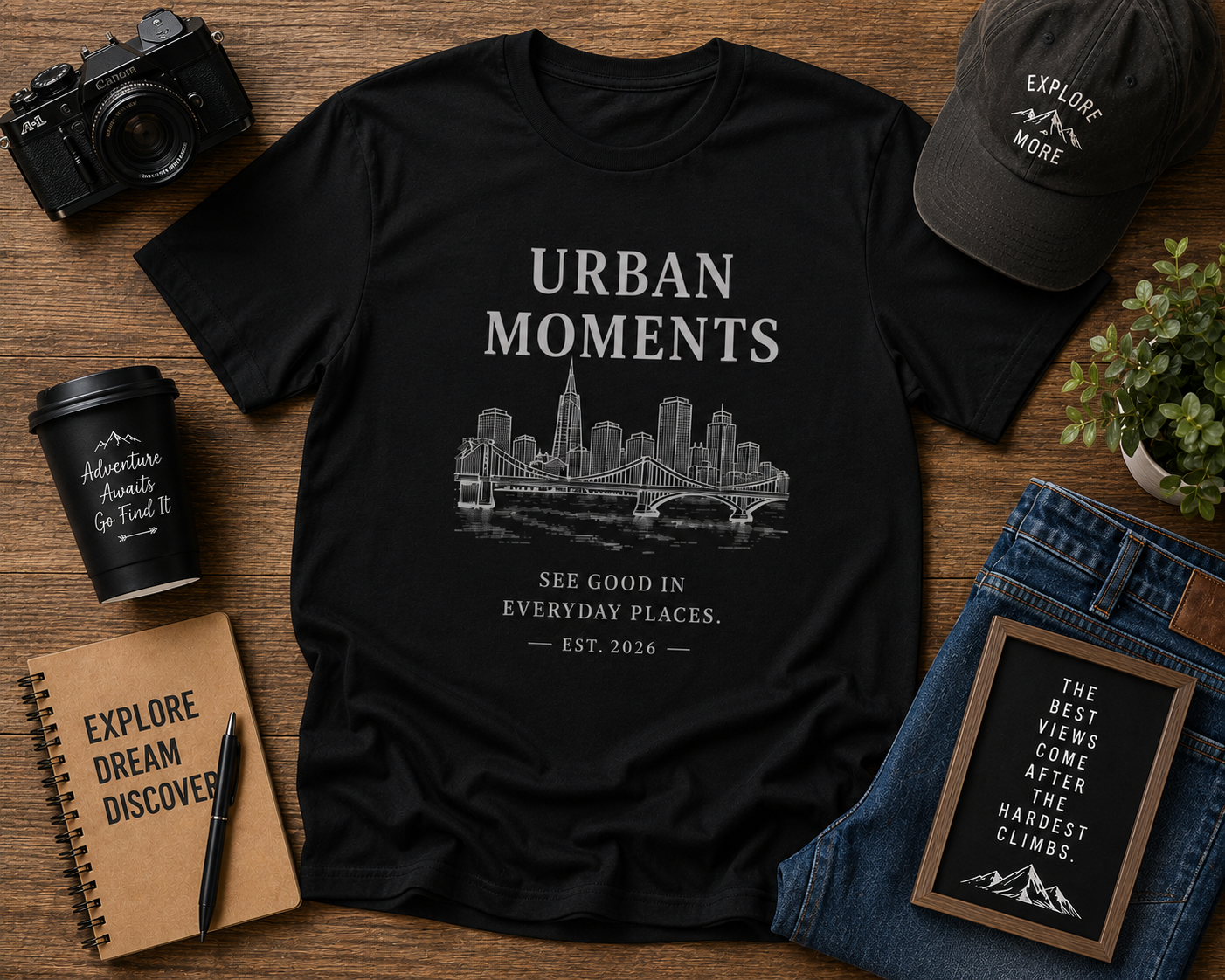 Urban Moments Graphic T-Shirt | Vintage City Skyline Unisex Tee | Modern Streetwear Shirt