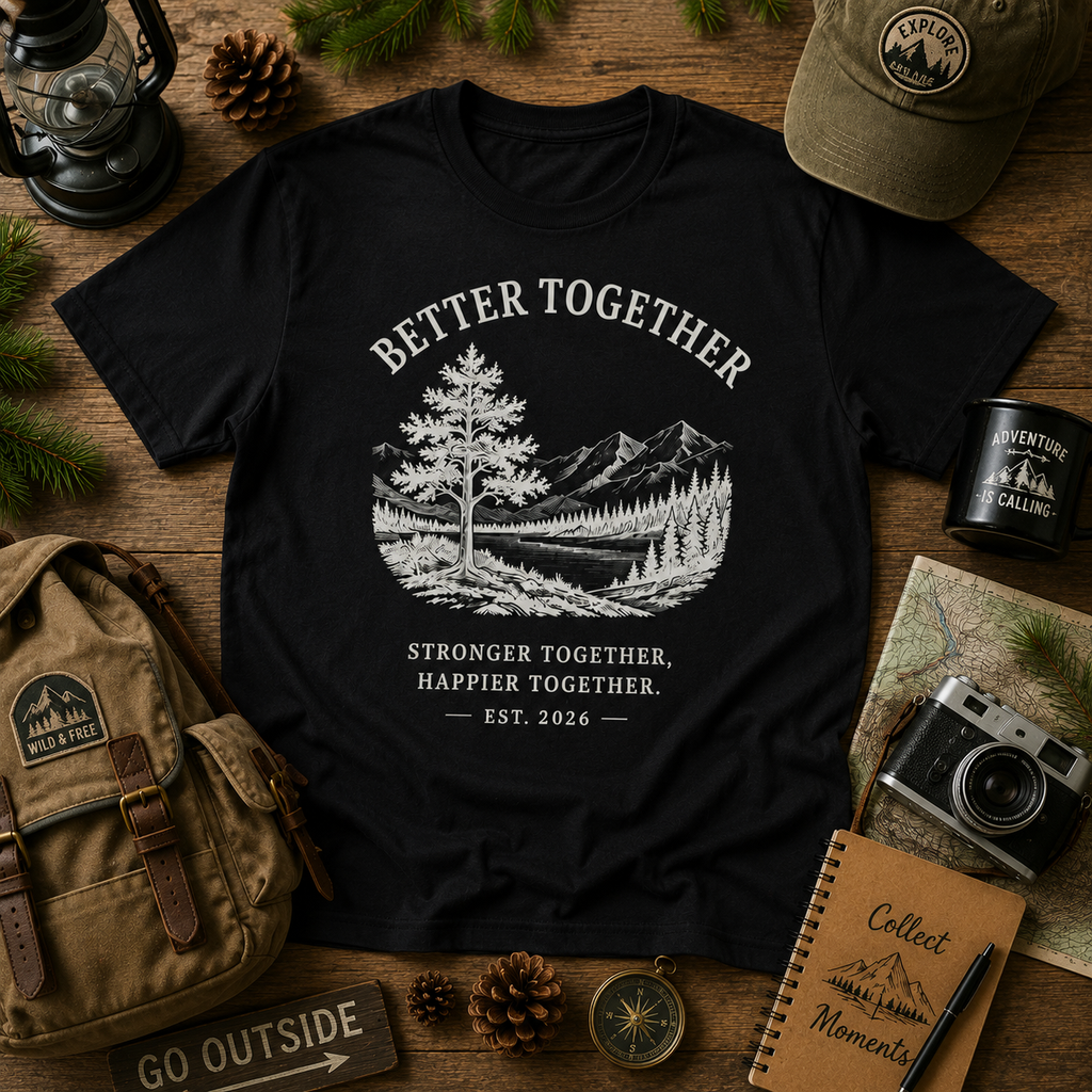 Better Together Mountain T-Shirt | Vintage Nature Graphic Tee | Outdoor Adventure Shirt