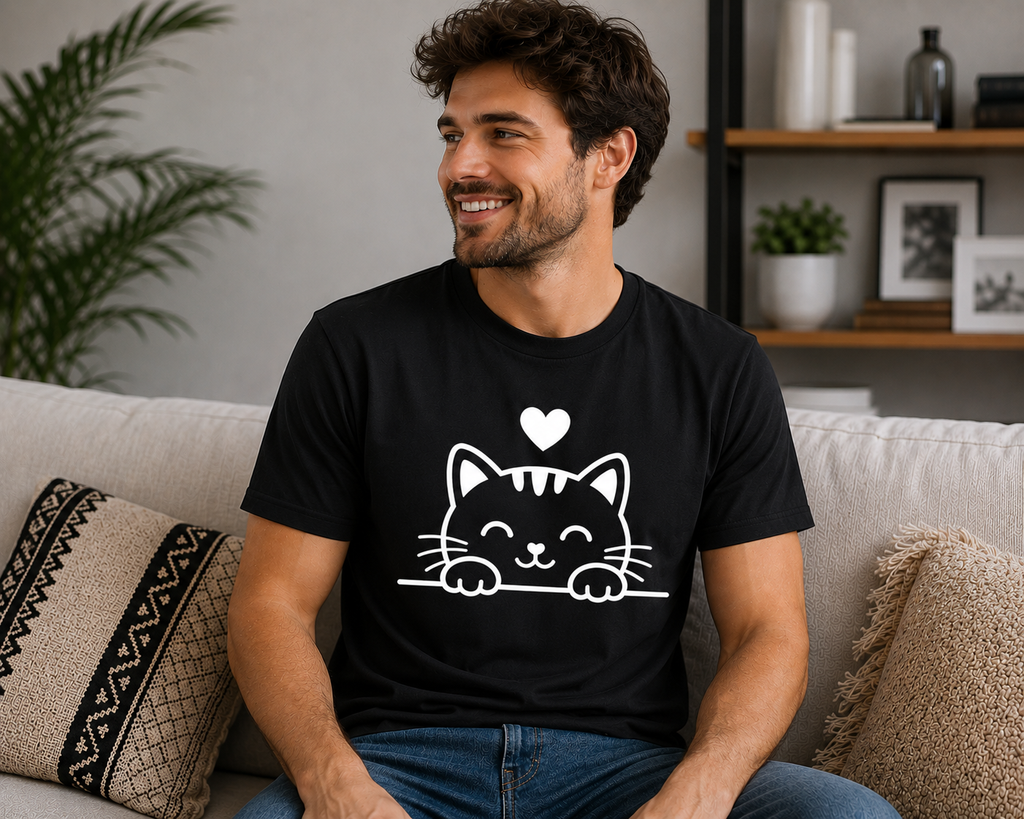 Cute Cat Lover T-Shirt | Adorable Kitty Vinyl Tee | Cat Mom Gift | Animal Lover Shirt