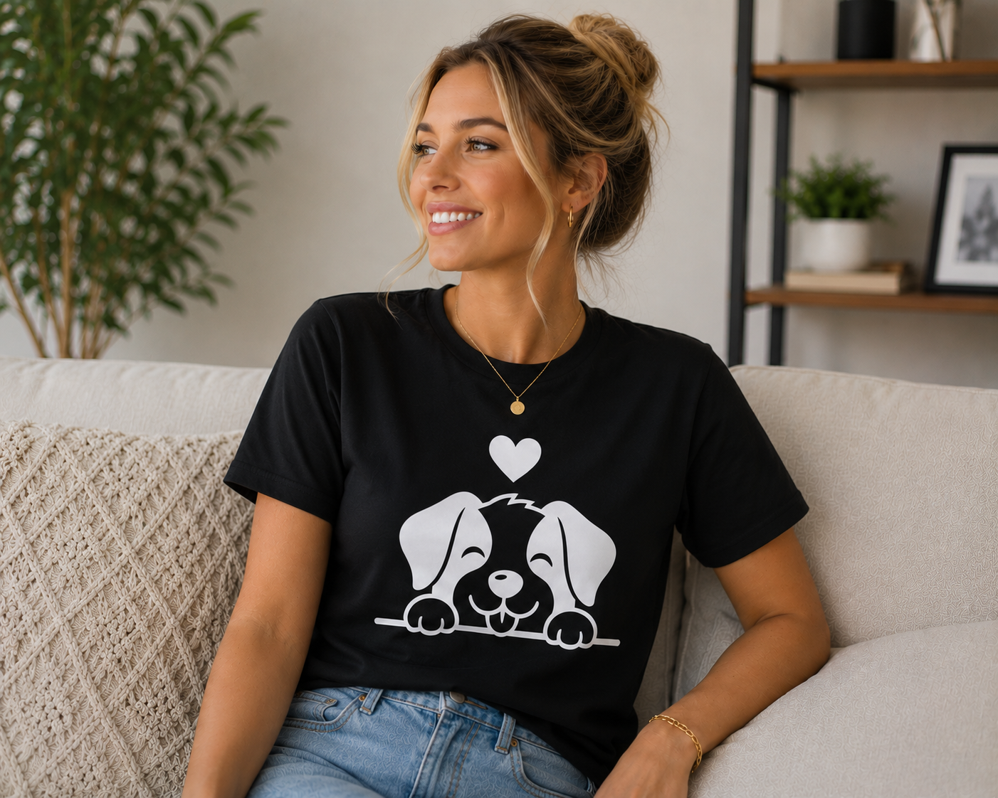 Cute Puppy Dog Lover T-Shirt | Adorable Dog Vinyl Tee | Pet Owner Gift Shirt