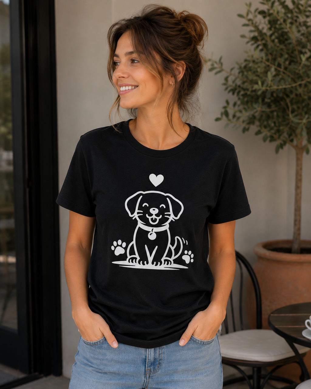 Cute Puppy Love Dog Lover Vinyl T-Shirt | Funny Pet Owner Tee | Dog Mom & Dog Dad Gift