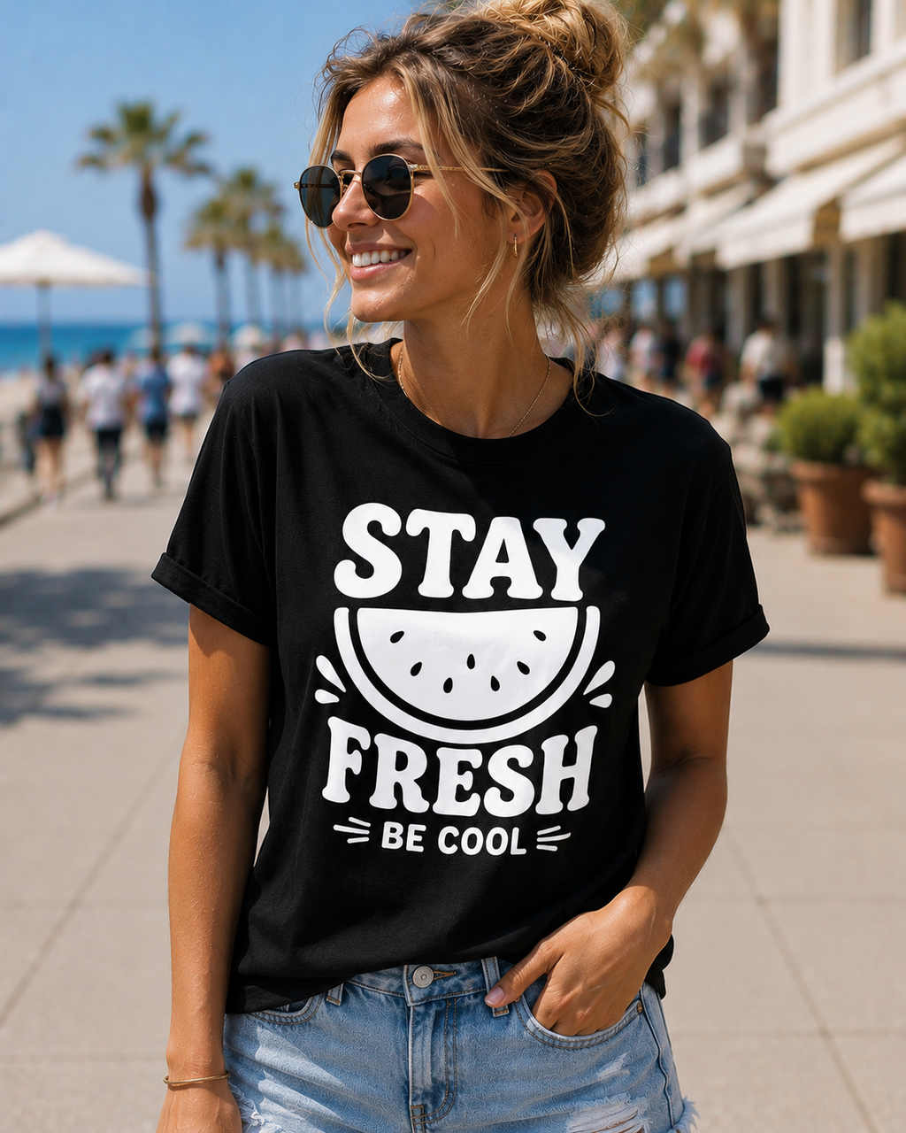 Stay Fresh Be Cool Watermelon Vinyl T-Shirt | Cute Summer Fruit Tee
