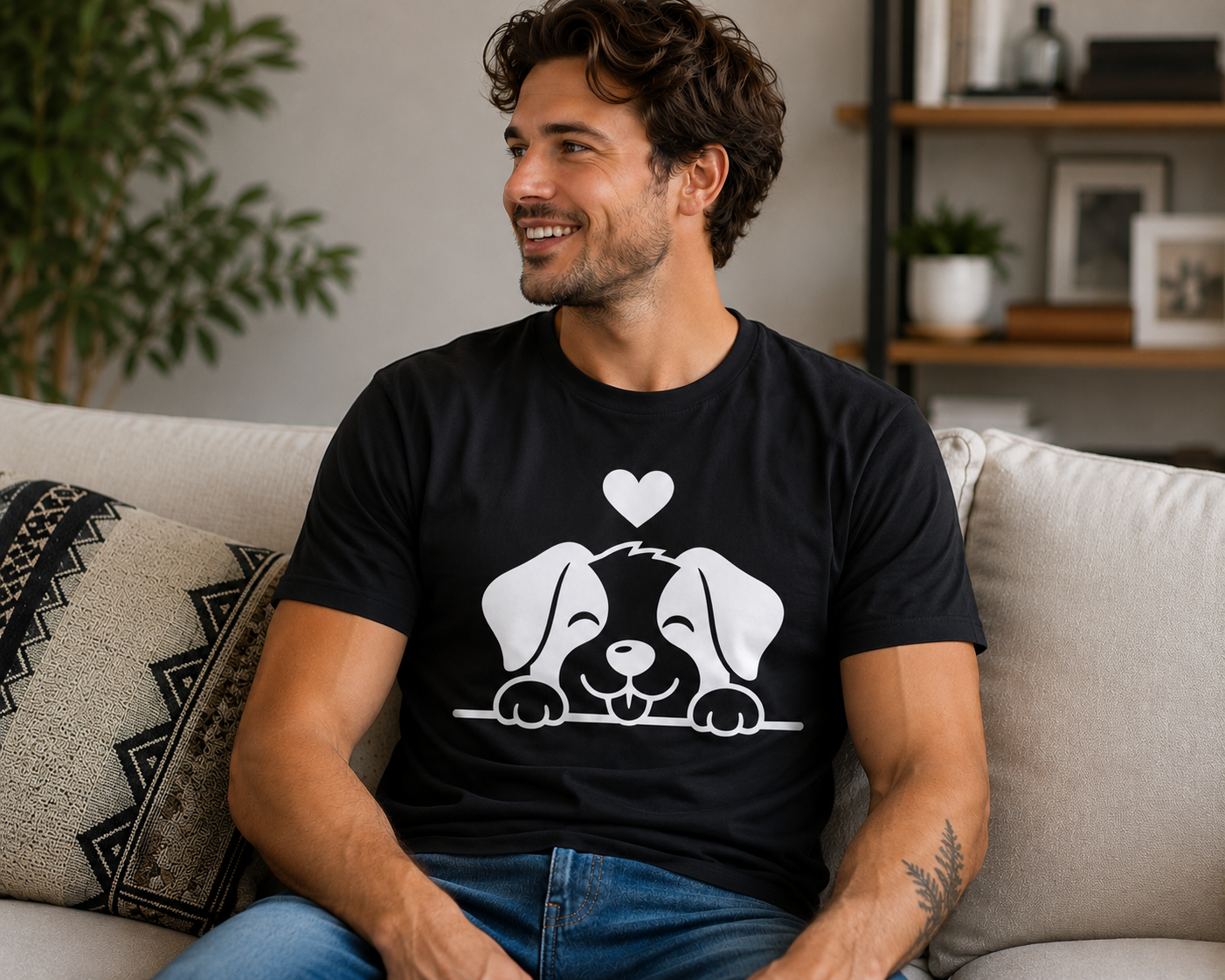 Cute Puppy Dog Lover T-Shirt | Adorable Dog Vinyl Tee | Pet Owner Gift Shirt