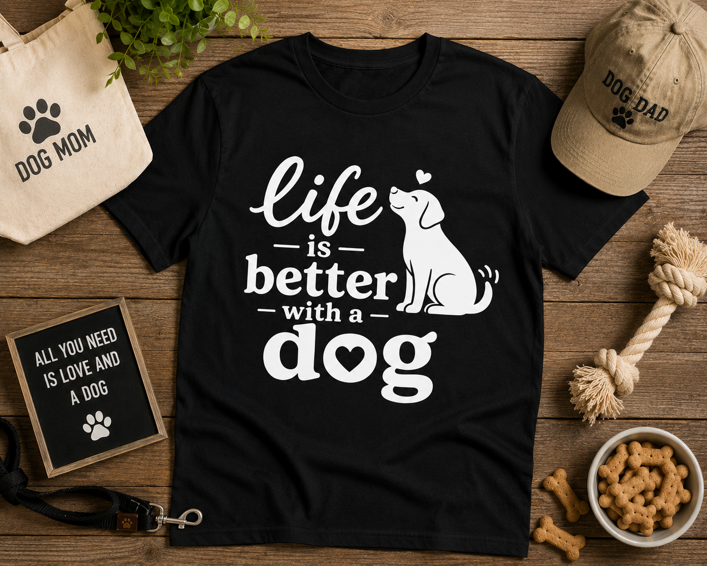 Life Is Better With a Dog T-Shirt | Dog Lover Vinyl Tee | Pet Owner Gift Shirt