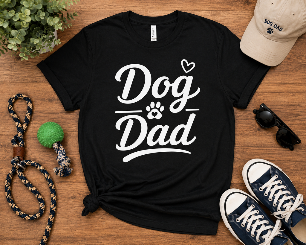 Dog Dad T-Shirt | Dog Lover Vinyl Tee | Paw Print Pet Dad Gift Shirt