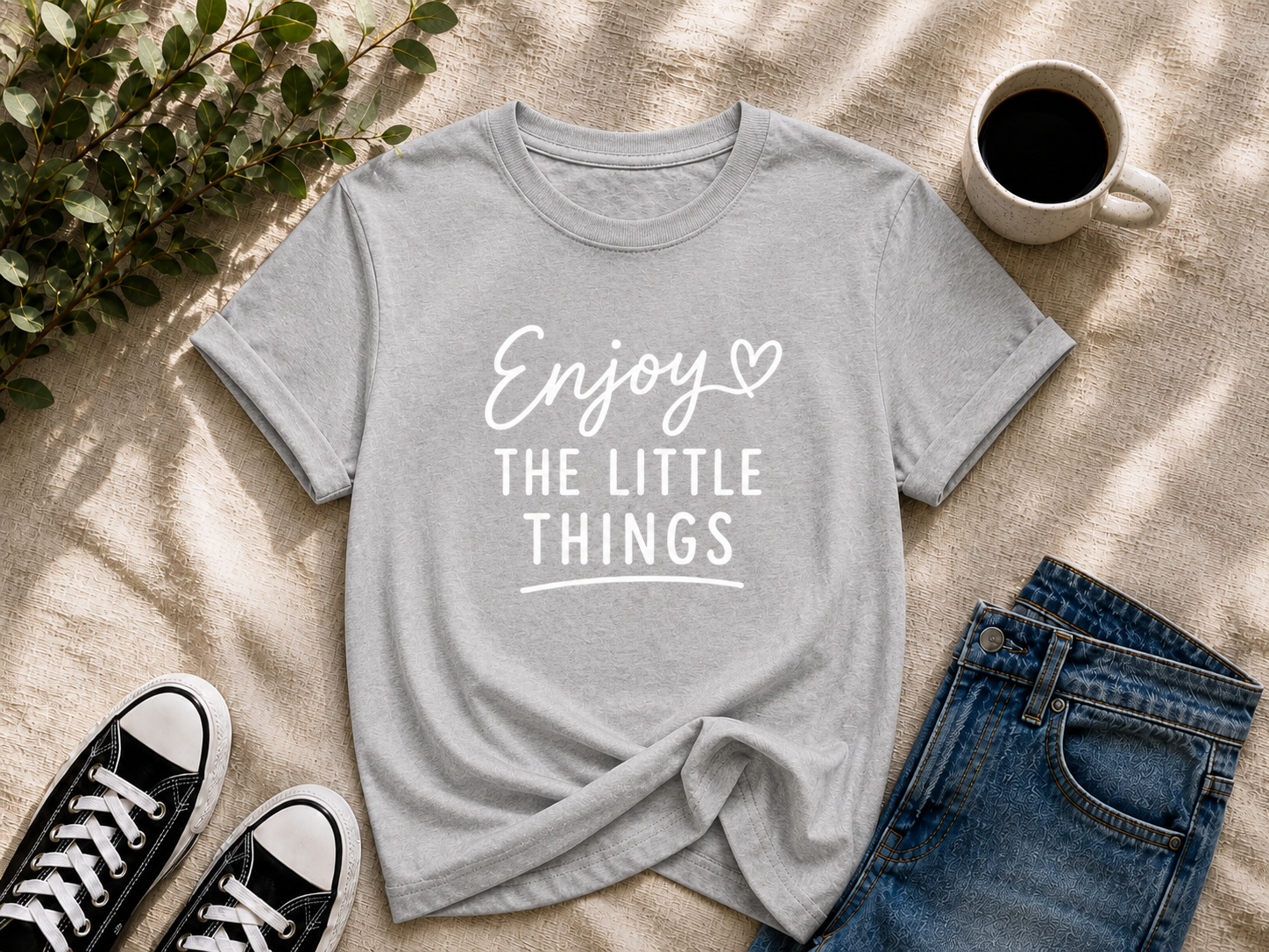 Enjoy the Little Things Inspirational Quote Vinyl T-Shirt