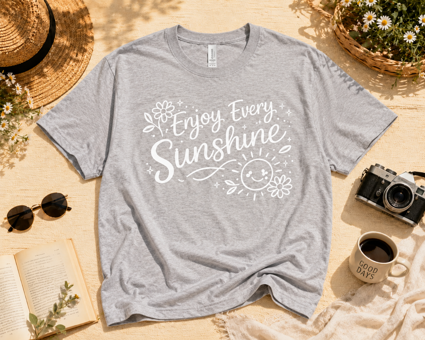 Enjoy Every Sunshine Cute Inspirational Vinyl T-Shirt