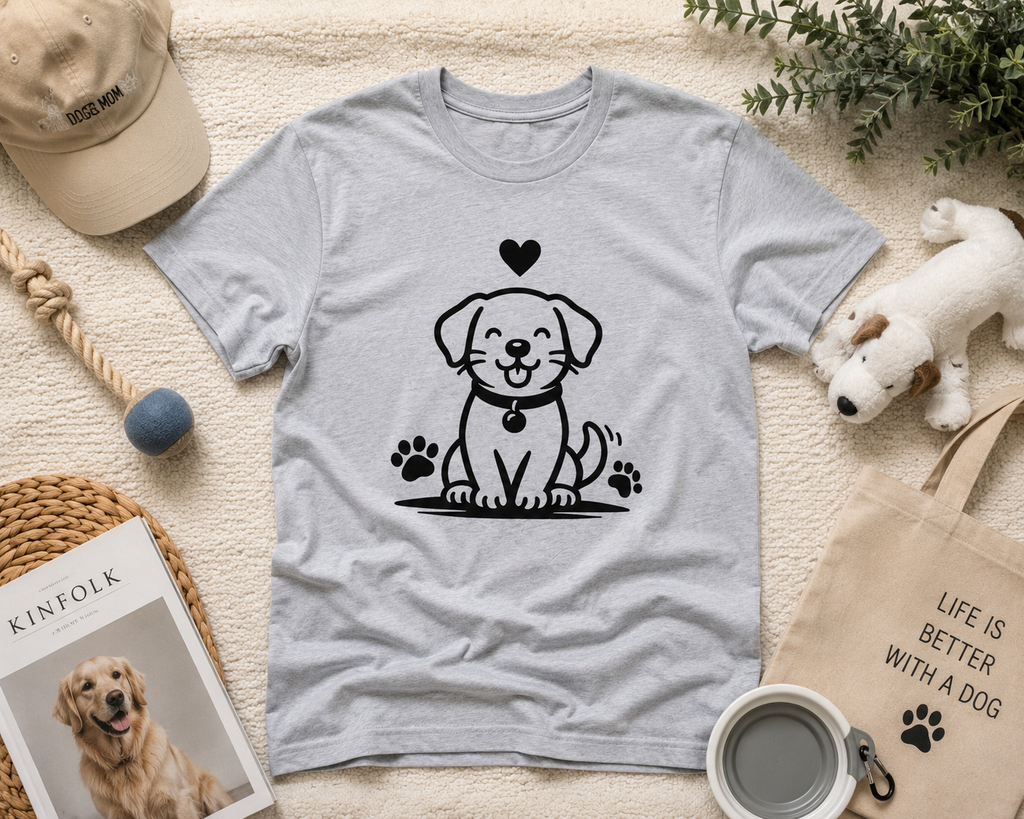 Cute Puppy Love Dog Lover Vinyl T-Shirt | Funny Pet Owner Tee | Dog Mom & Dog Dad Gift