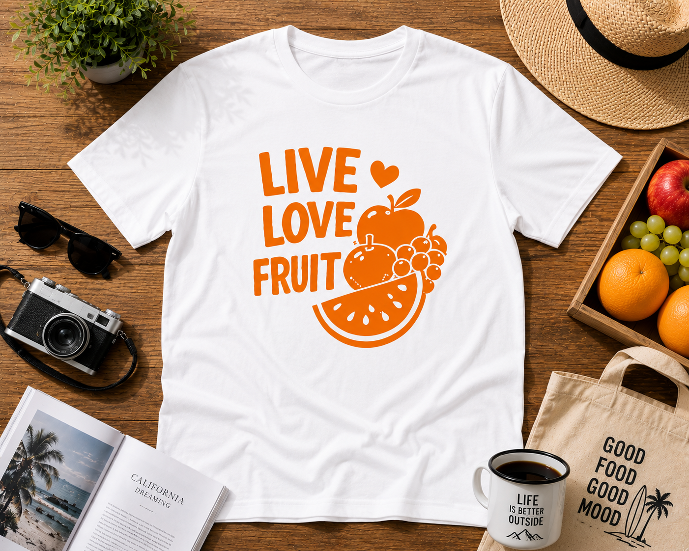 Live Love Fruit Vinyl T-Shirt | Cute Retro Fruit Summer Tee