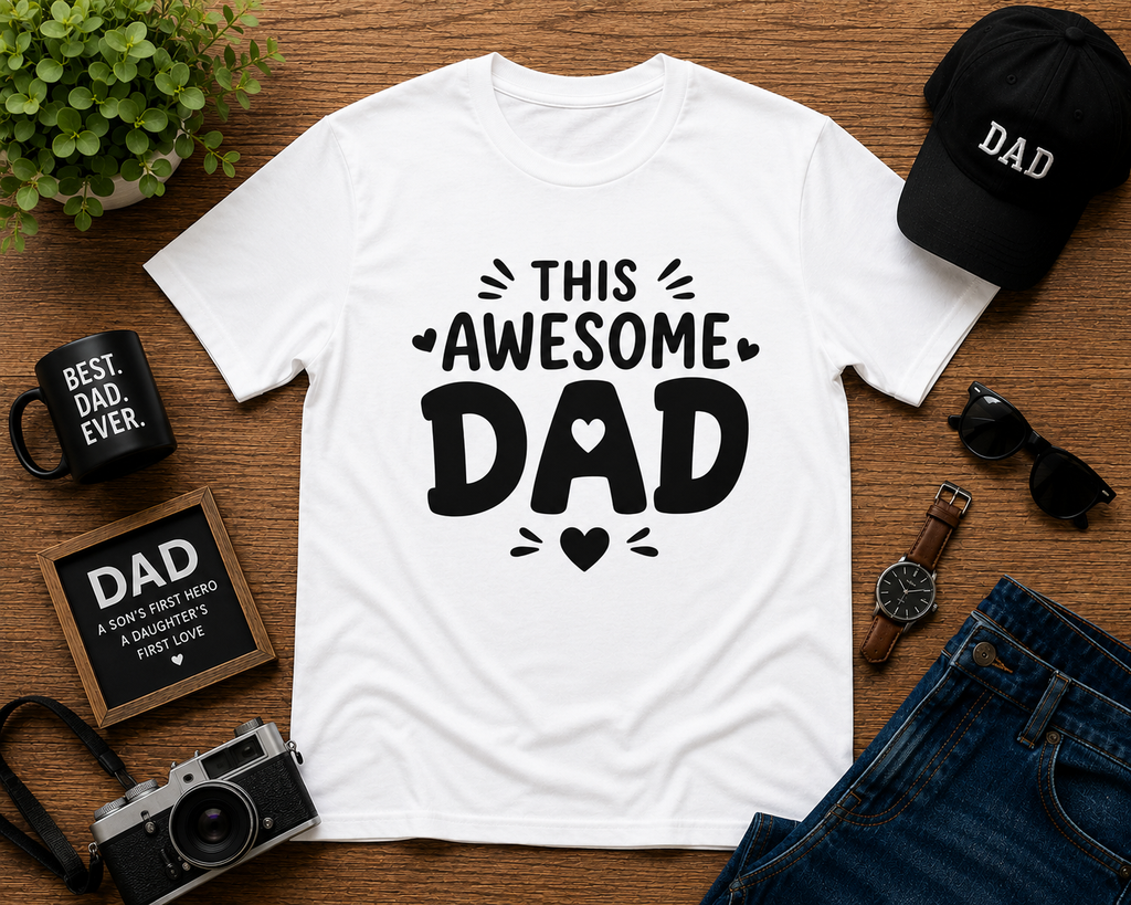 This Awesome Dad Vinyl T-Shirt | Funny Father’s Day Dad Tee
