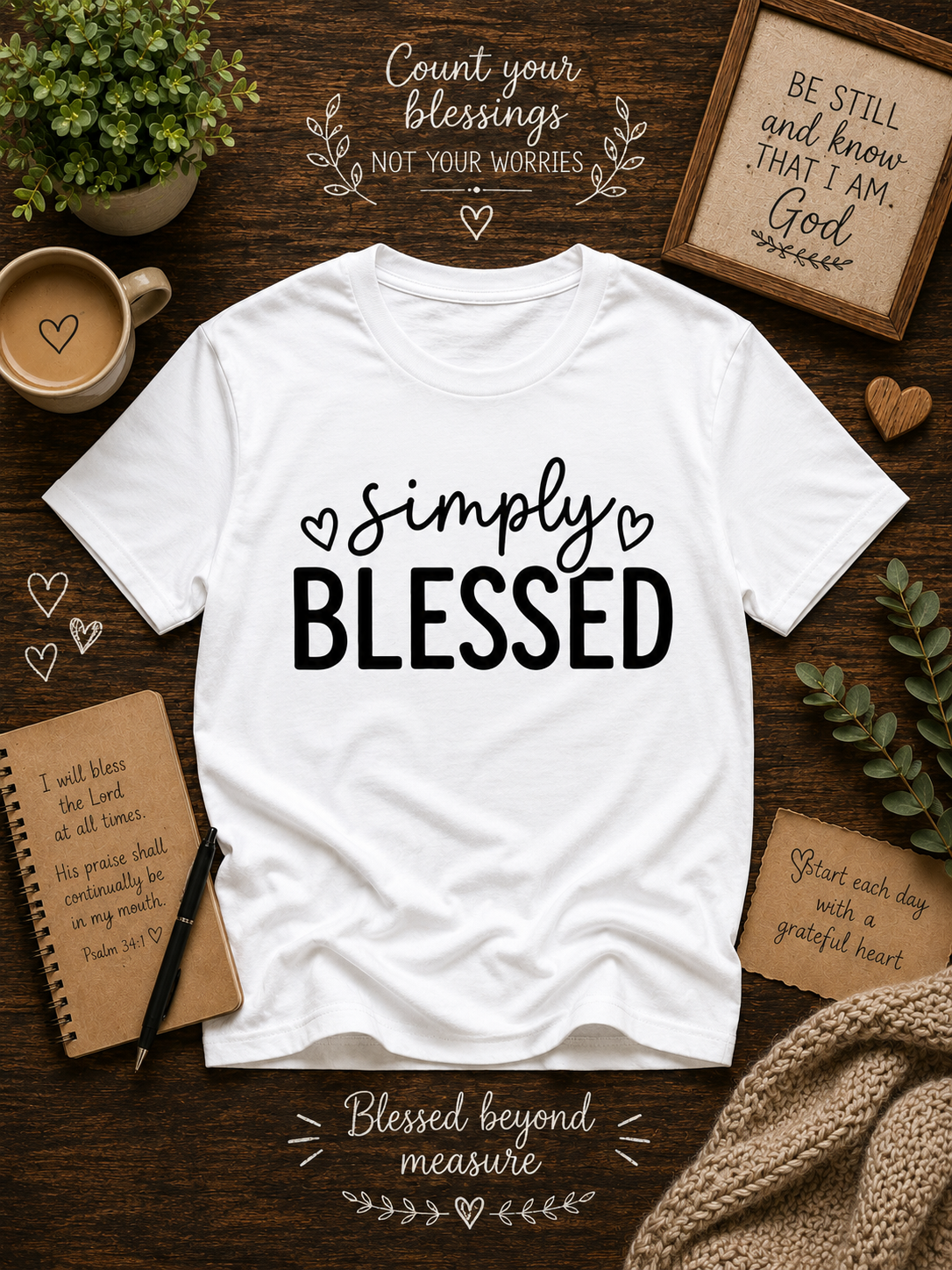 Simply Blessed Inspirational Christian Vinyl T-Shirt