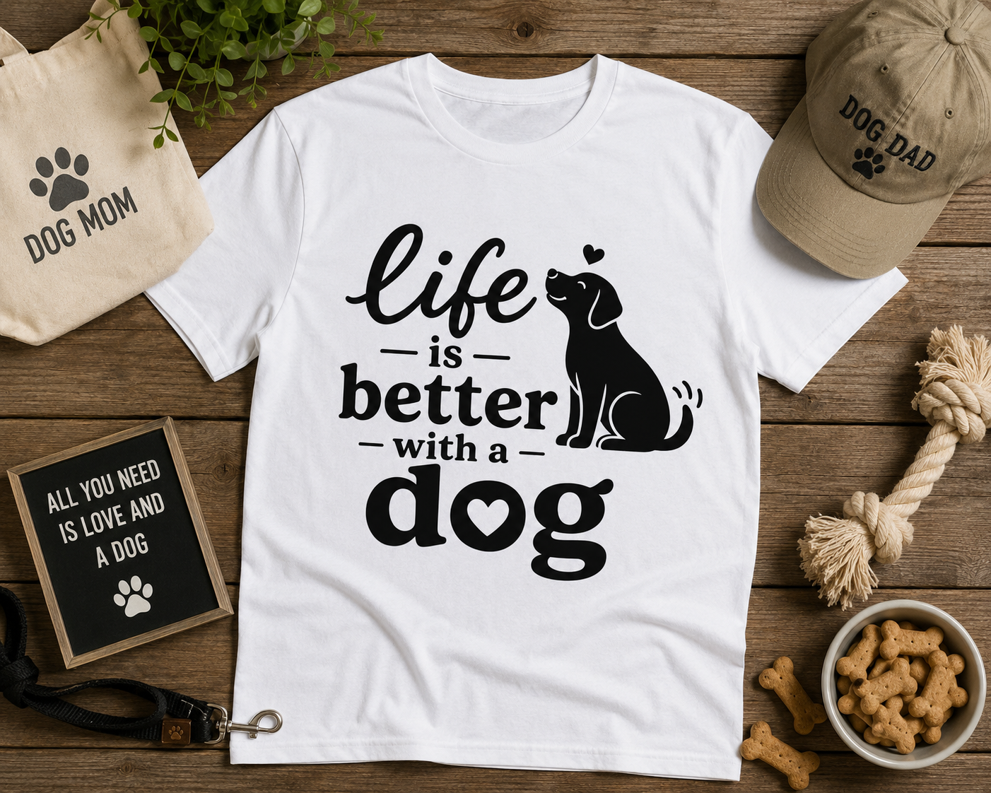 Life Is Better With a Dog T-Shirt | Dog Lover Vinyl Tee | Pet Owner Gift Shirt