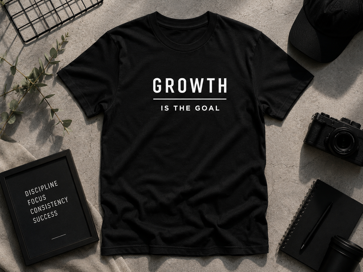 Growth Is the Goal Motivational Minimalist Vinyl T-Shirt