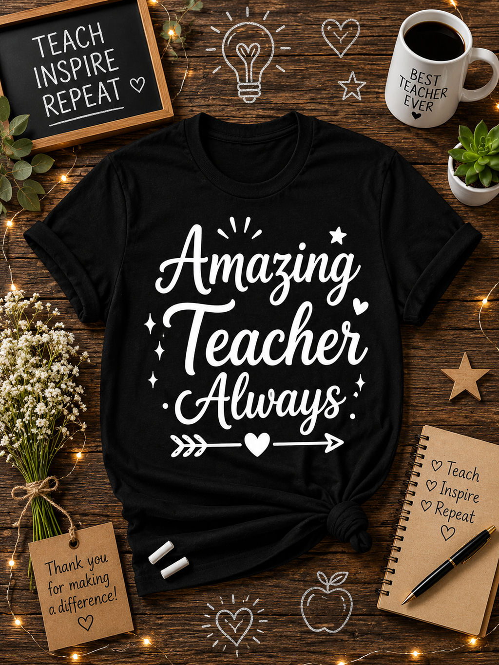 Amazing Teacher Always Vinyl T-Shirt | Cute Teacher Appreciation Tee