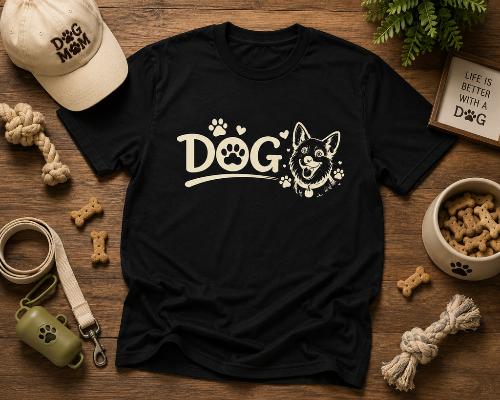 Dog Lover Vinyl T-Shirt | Cute Dog Paw Print Tee | Pet Lover Gift Shirt | Dog Mom Dog Dad Unisex T-Shirt
