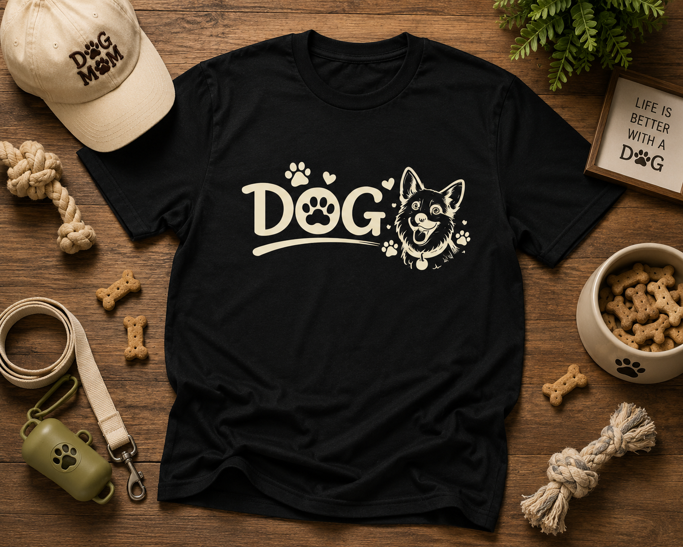 Dog Lover Vinyl T-Shirt | Cute Dog Paw Print Tee | Pet Lover Gift Shirt | Dog Mom Dog Dad Unisex T-Shirt