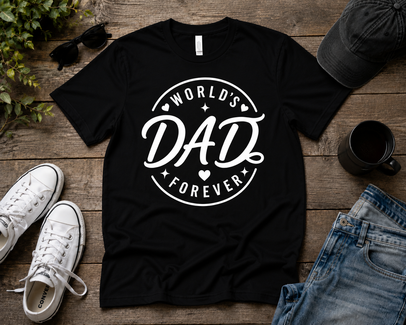 World’s Best Dad Forever Vinyl T-Shirt | Father’s Day Dad Tee