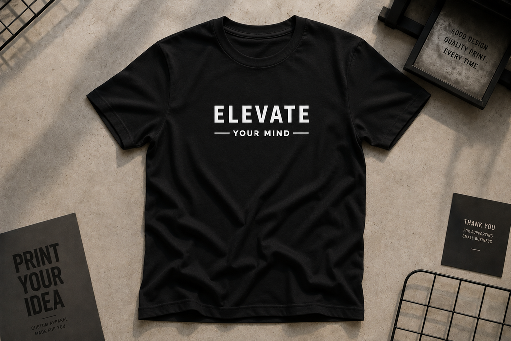 Elevate Your Mind Motivational Minimalist Vinyl T-Shirt