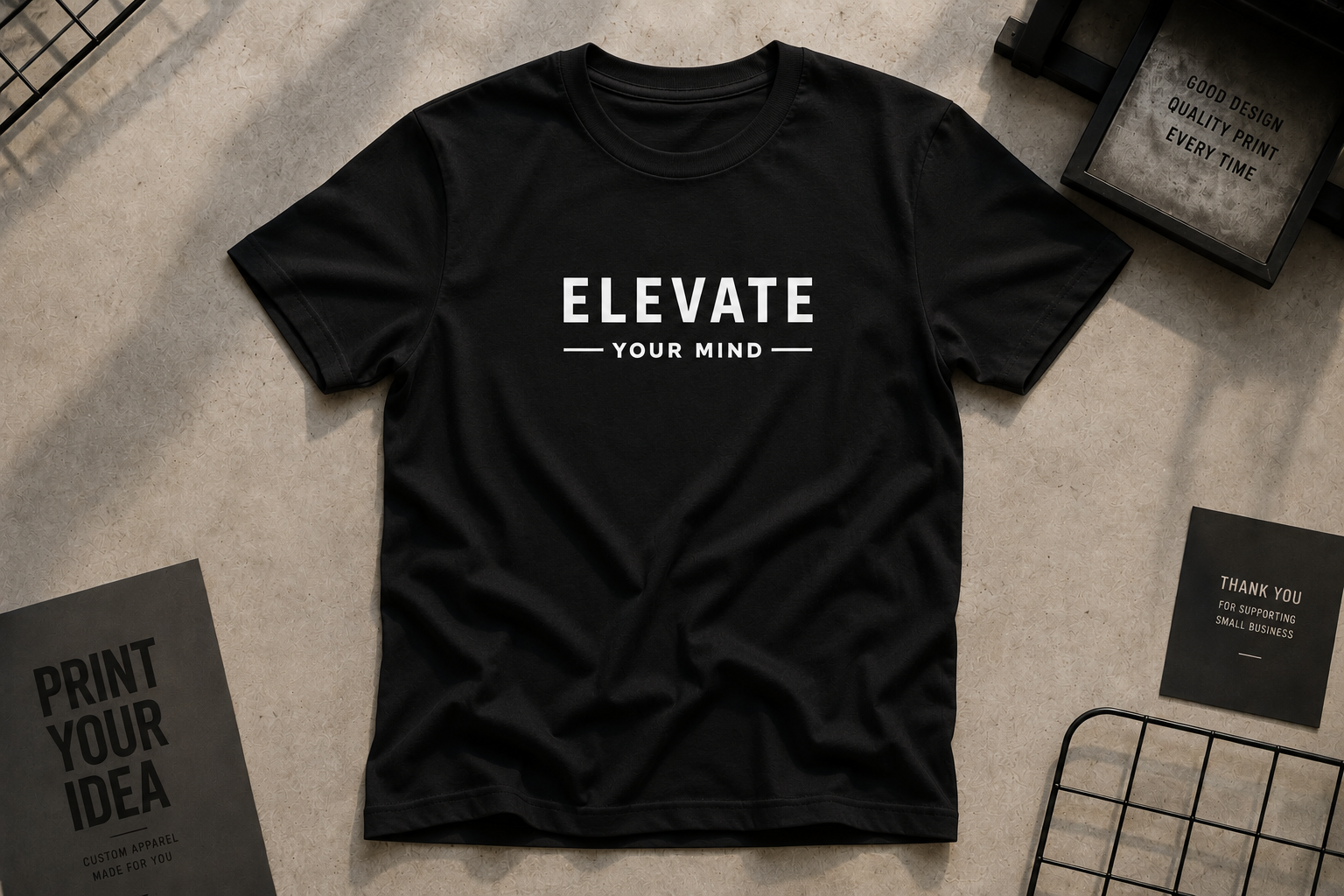 Elevate Your Mind Motivational Minimalist Vinyl T-Shirt