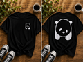 Cute Panda Front & Back Vinyl T-Shirt – Minimalist Animal Tee