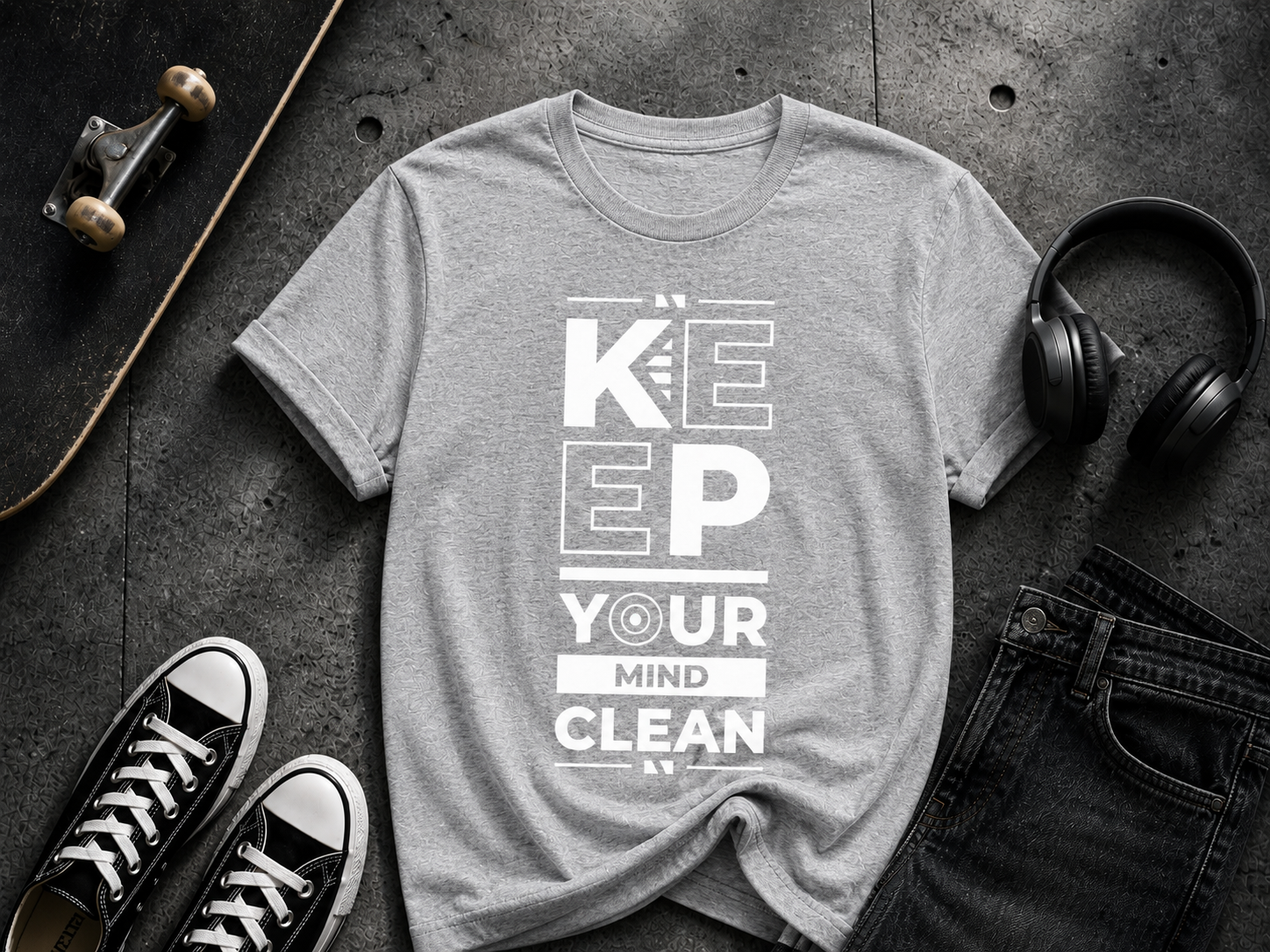 Keep Your Mind Clean Motivational Typography Vinyl T-Shirt