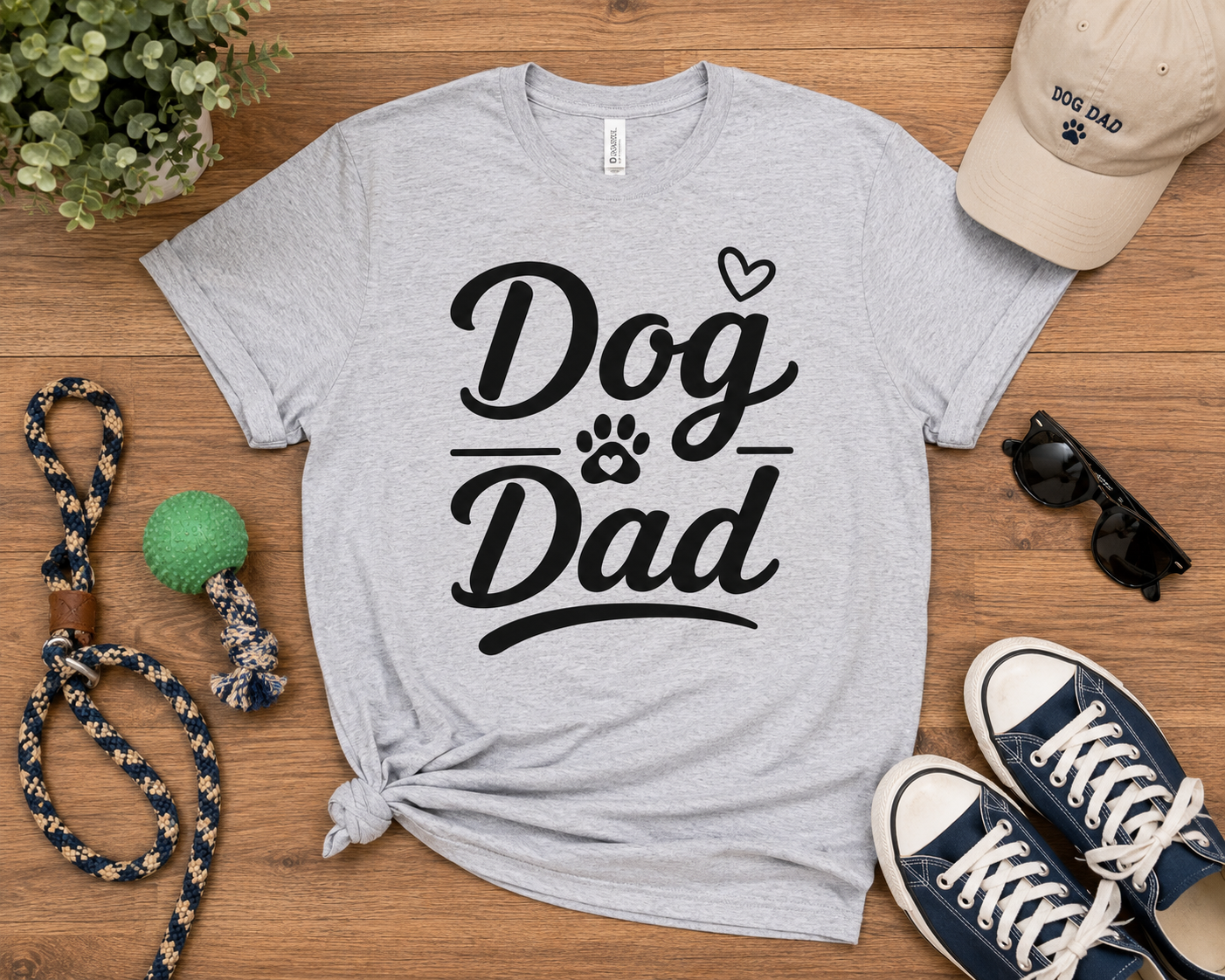 Dog Dad T-Shirt | Dog Lover Vinyl Tee | Paw Print Pet Dad Gift Shirt