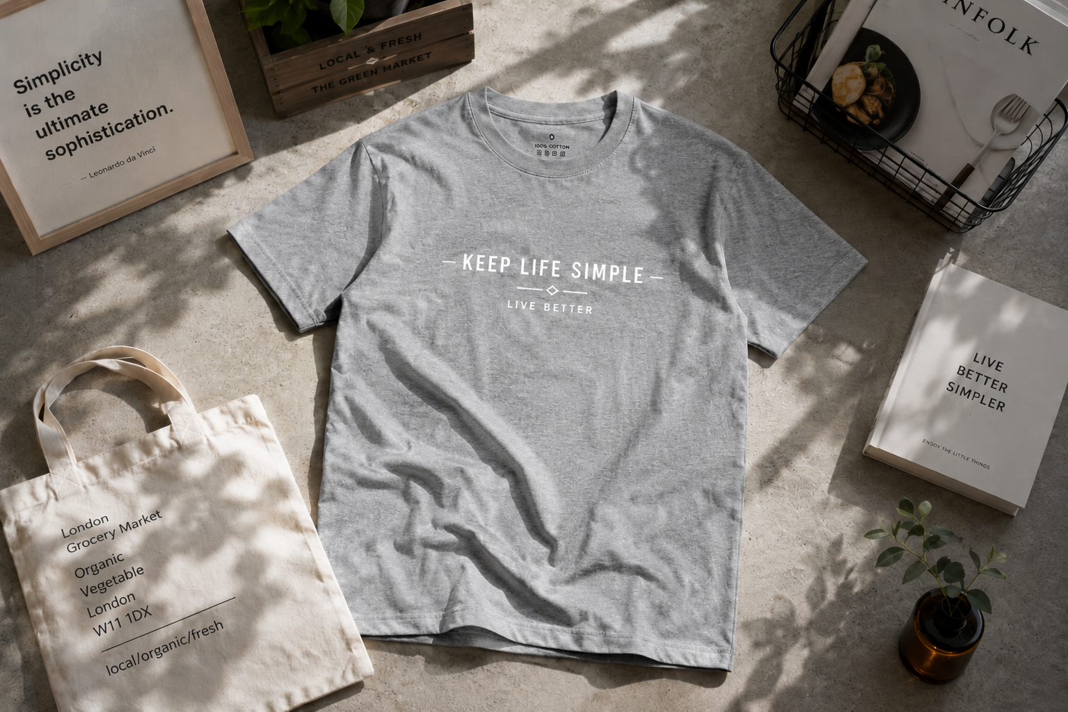 Keep Life Simple Minimalist Inspirational Vinyl T-Shirt