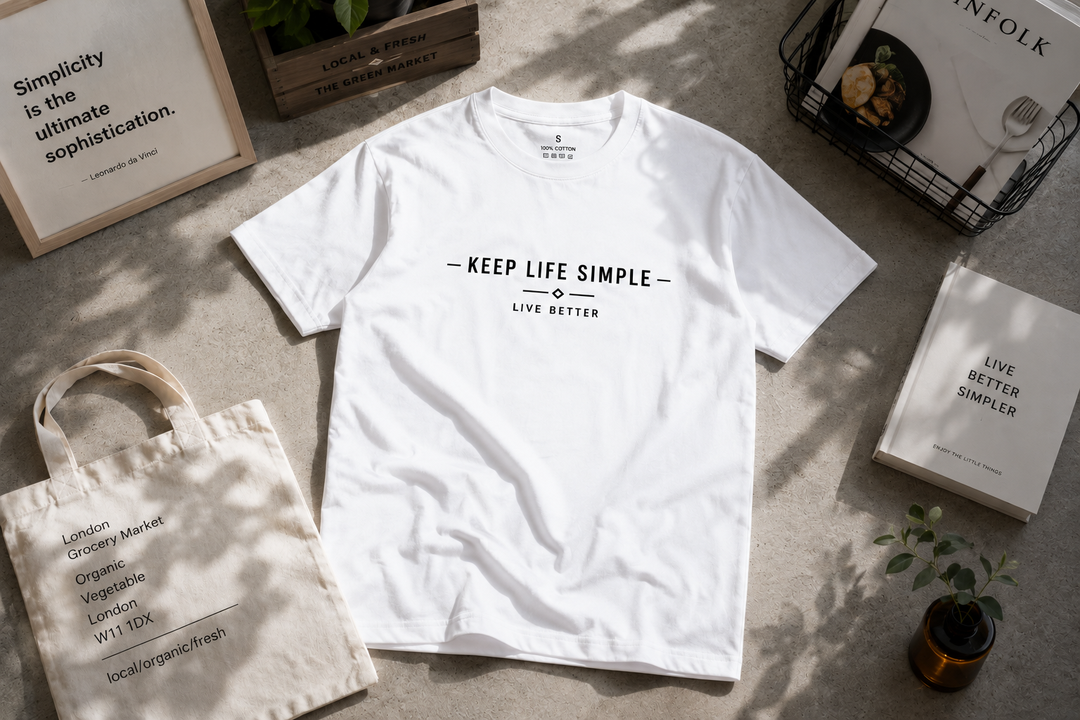 Keep Life Simple Minimalist Inspirational Vinyl T-Shirt