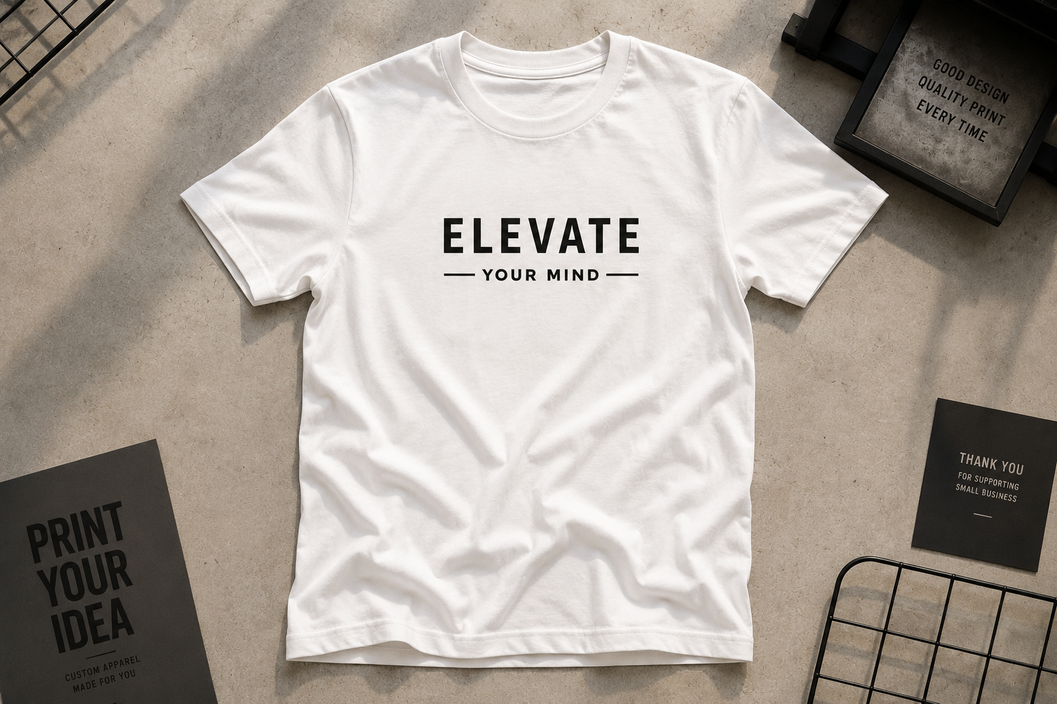 Elevate Your Mind Motivational Minimalist Vinyl T-Shirt