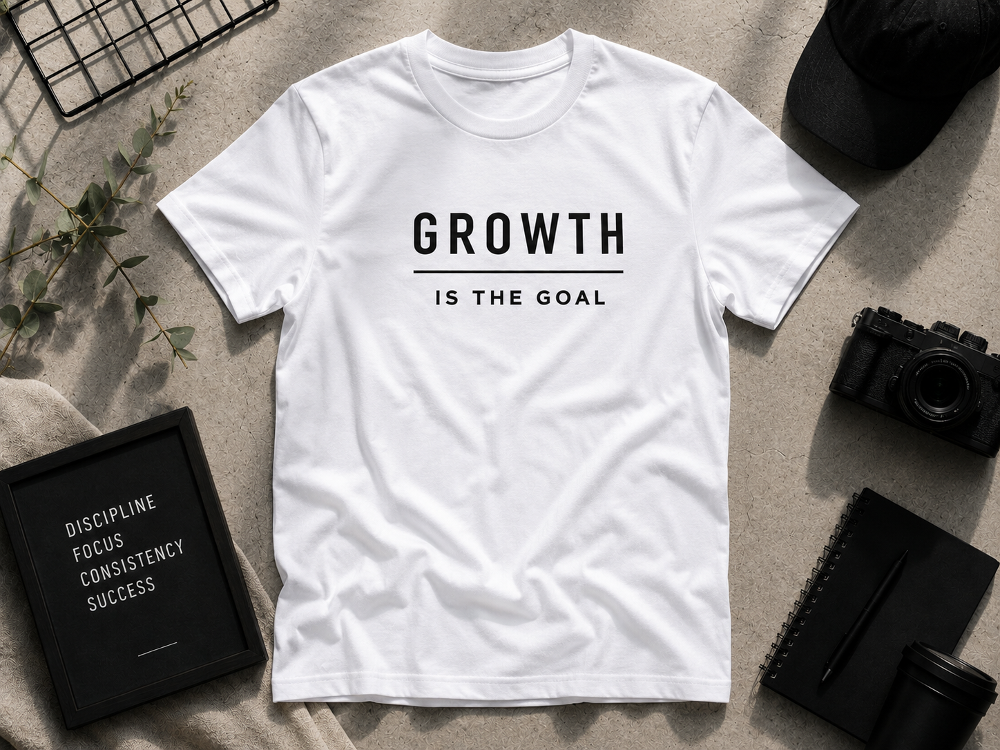 Growth Is the Goal Motivational Minimalist Vinyl T-Shirt