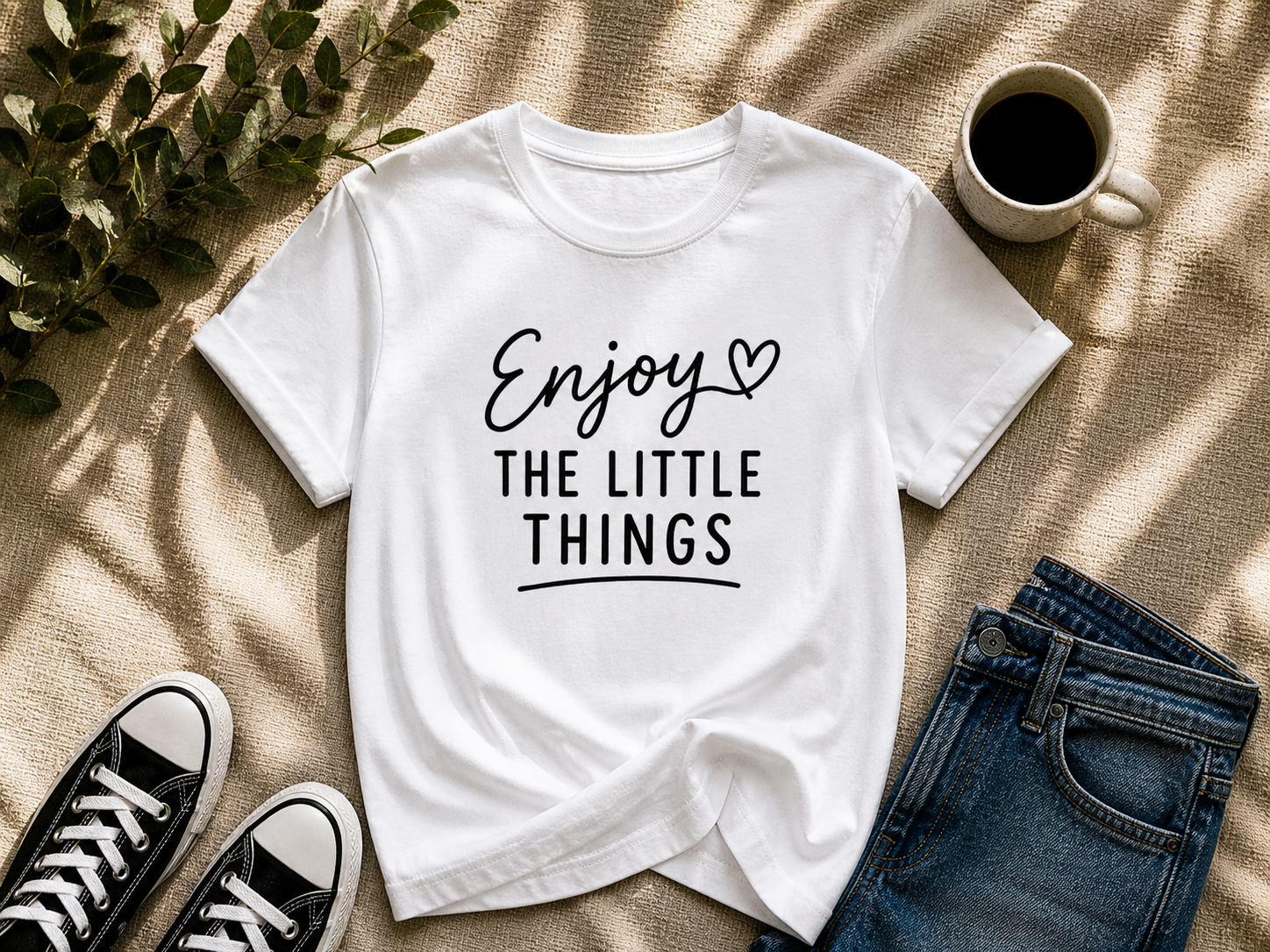 Enjoy the Little Things Inspirational Quote Vinyl T-Shirt