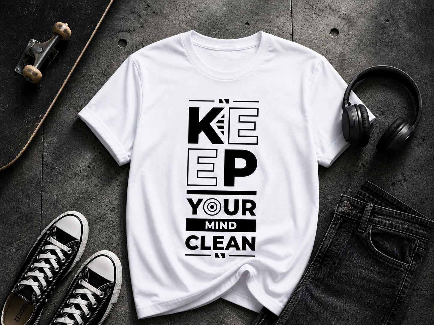 Keep Your Mind Clean Motivational Typography Vinyl T-Shirt