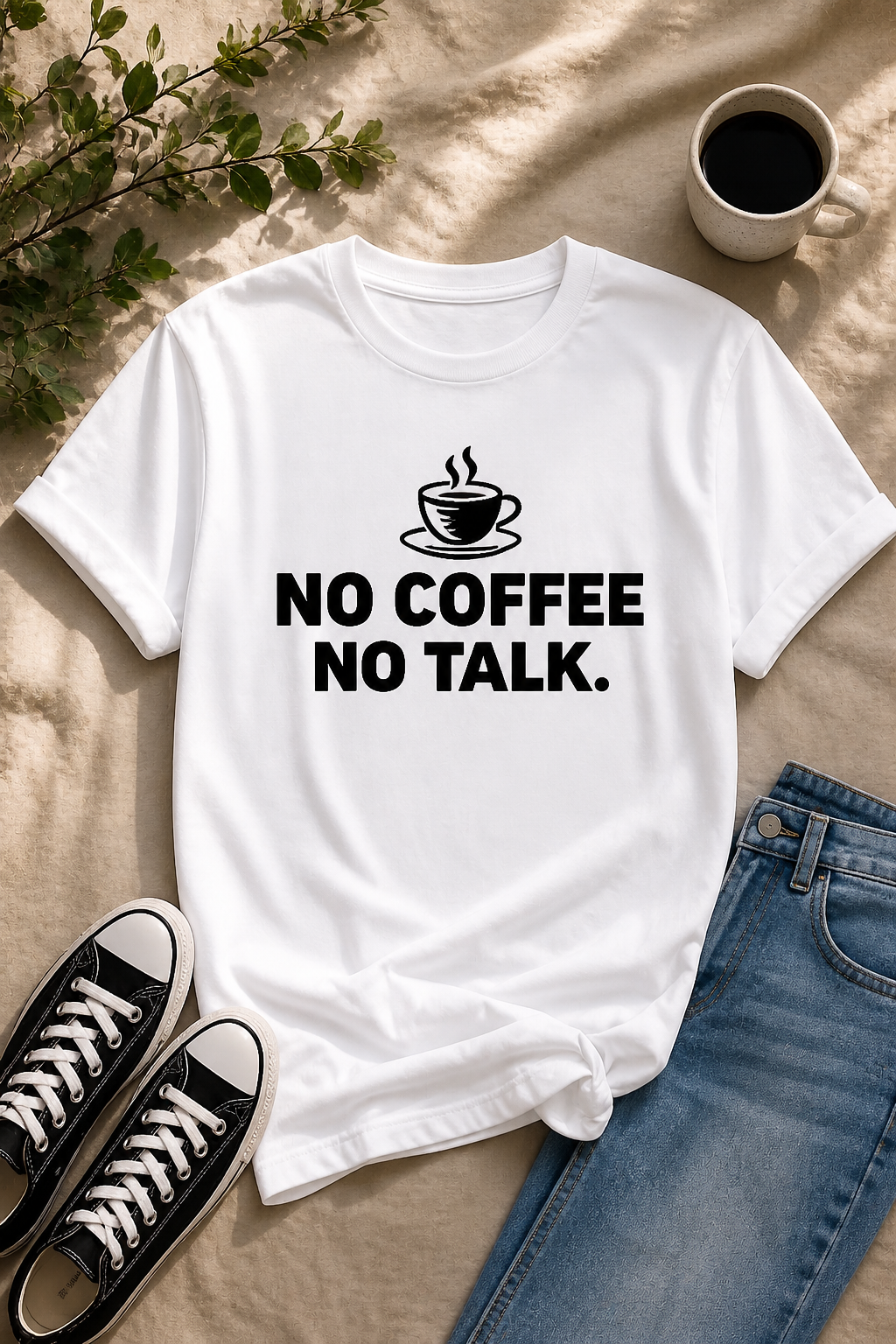 No Coffee No Talk Funny Coffee Lover Vinyl T-Shirt