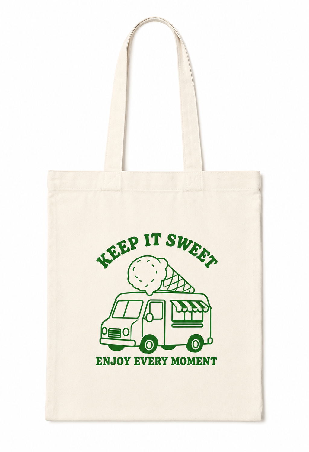 Keep It Sweet Ice Cream Truck Canvas Tote Bag – Cute Summer Aesthetic Bag