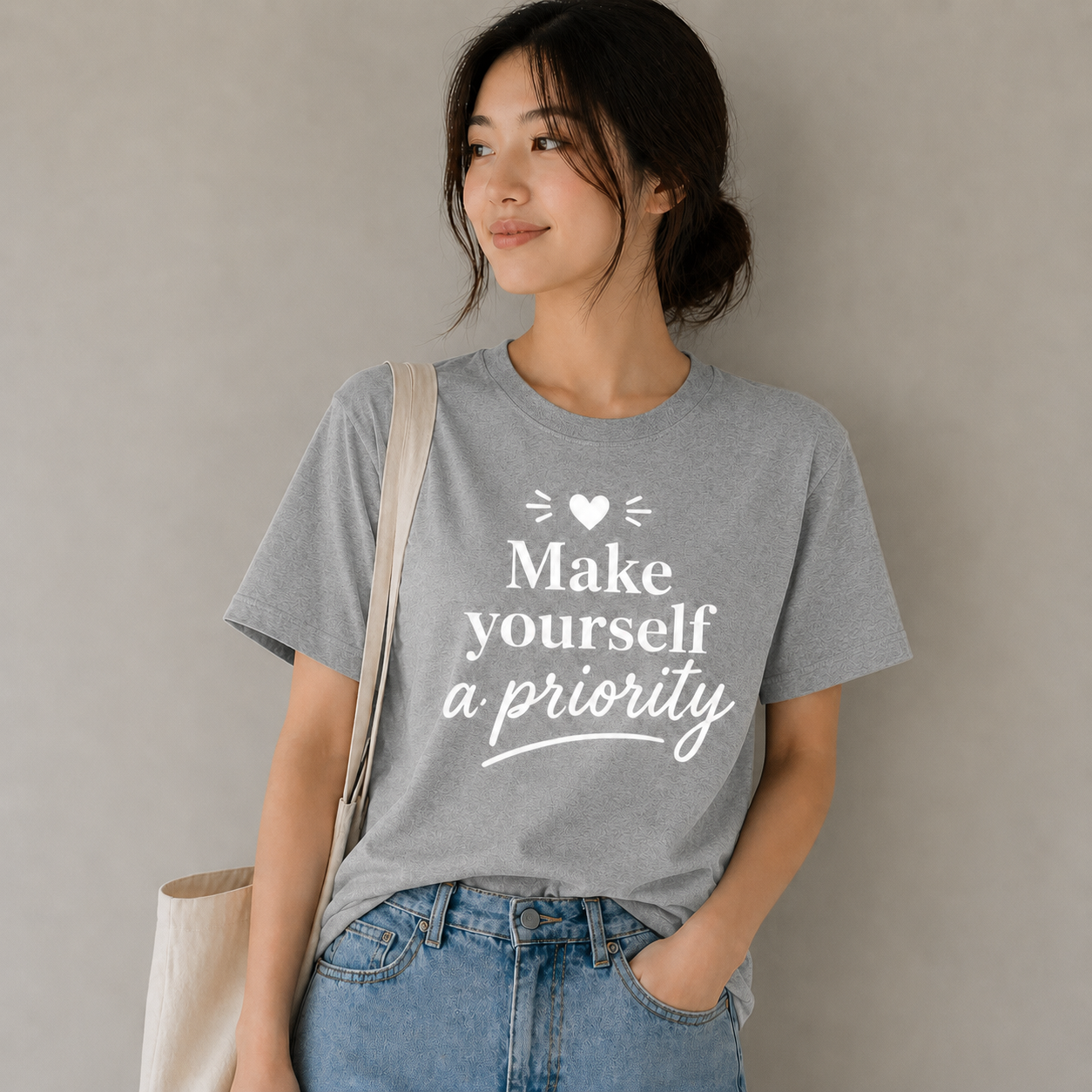 Make Yourself a Priority Inspirational Vinyl T-Shirt for Women