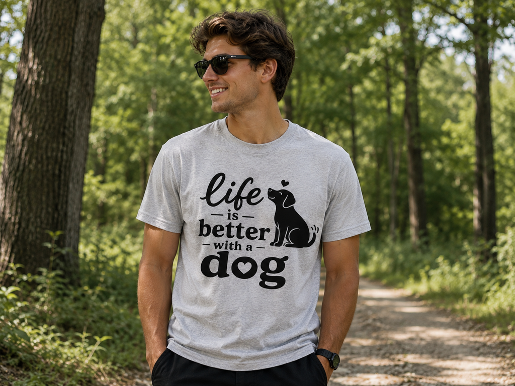 Life Is Better With a Dog T-Shirt | Dog Lover Vinyl Tee | Pet Owner Gift Shirt