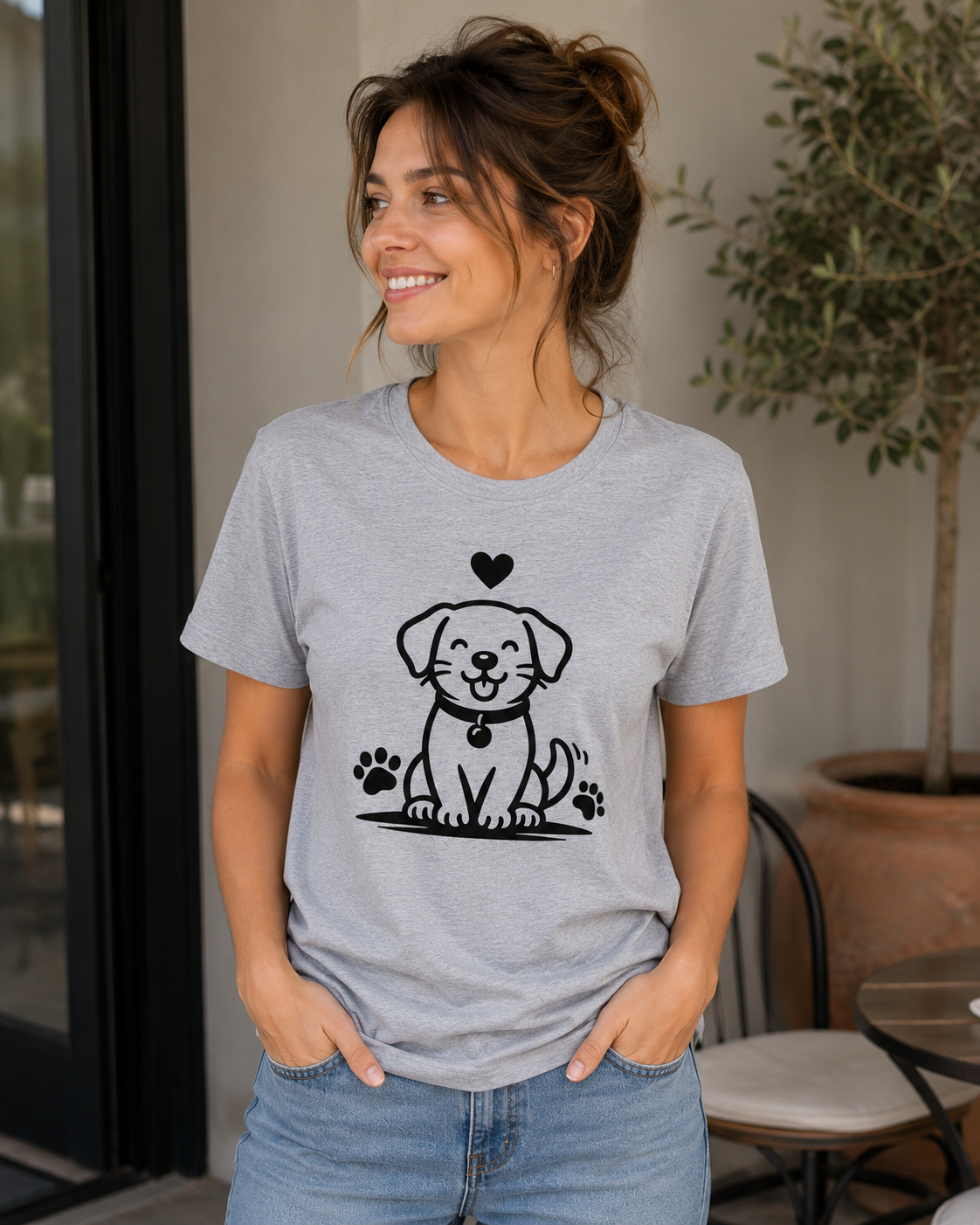 Cute Puppy Love Dog Lover Vinyl T-Shirt | Funny Pet Owner Tee | Dog Mom & Dog Dad Gift