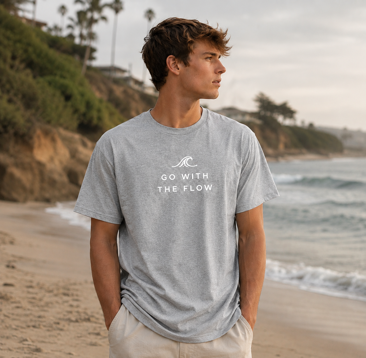 Go With The Flow Beach Minimalist Vinyl T-Shirt