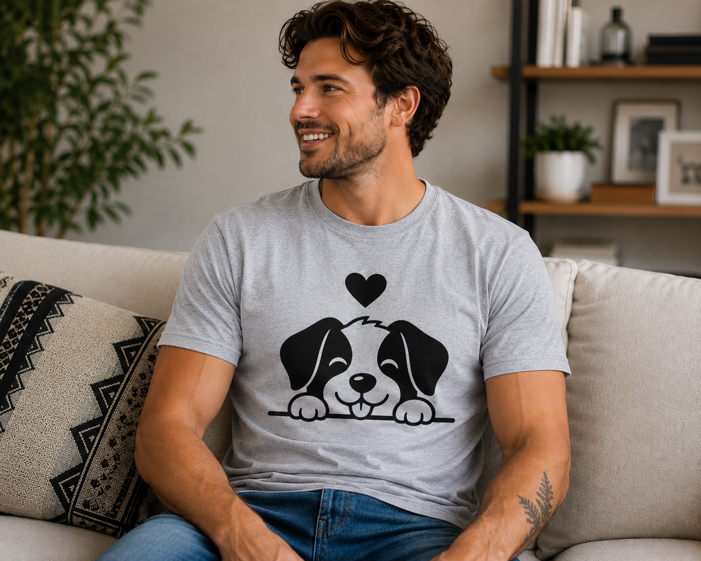 Cute Puppy Dog Lover T-Shirt | Adorable Dog Vinyl Tee | Pet Owner Gift Shirt