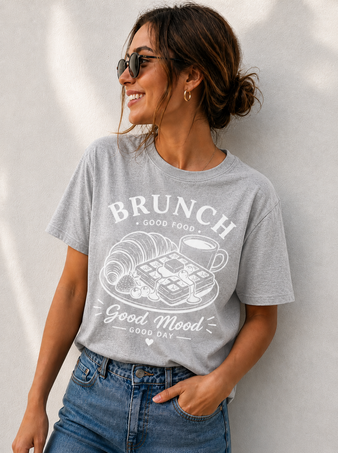Brunch Good Mood Vinyl T-Shirt – Coffee & Waffle Aesthetic Tee