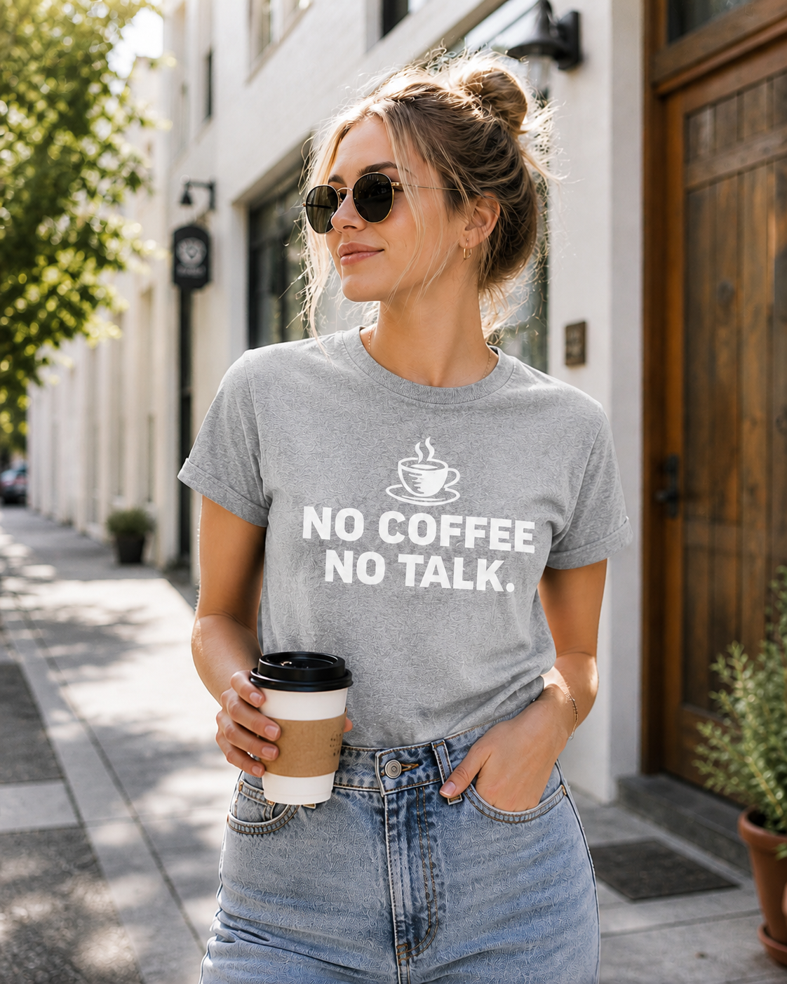 No Coffee No Talk Funny Coffee Lover Vinyl T-Shirt