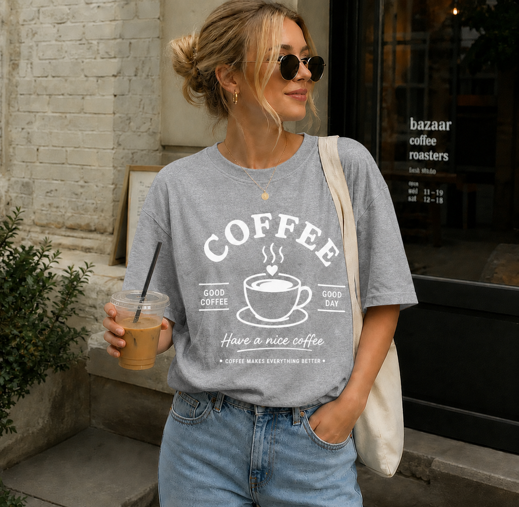 Coffee Lover Vinyl T-Shirt – Good Coffee Good Day Casual Tee