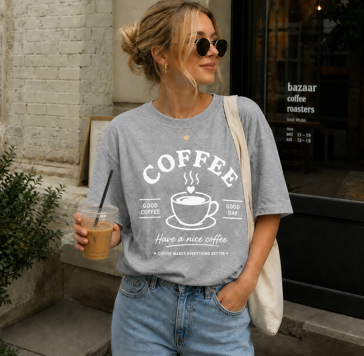 Coffee Lover Vinyl T-Shirt – Good Coffee Good Day Casual Tee