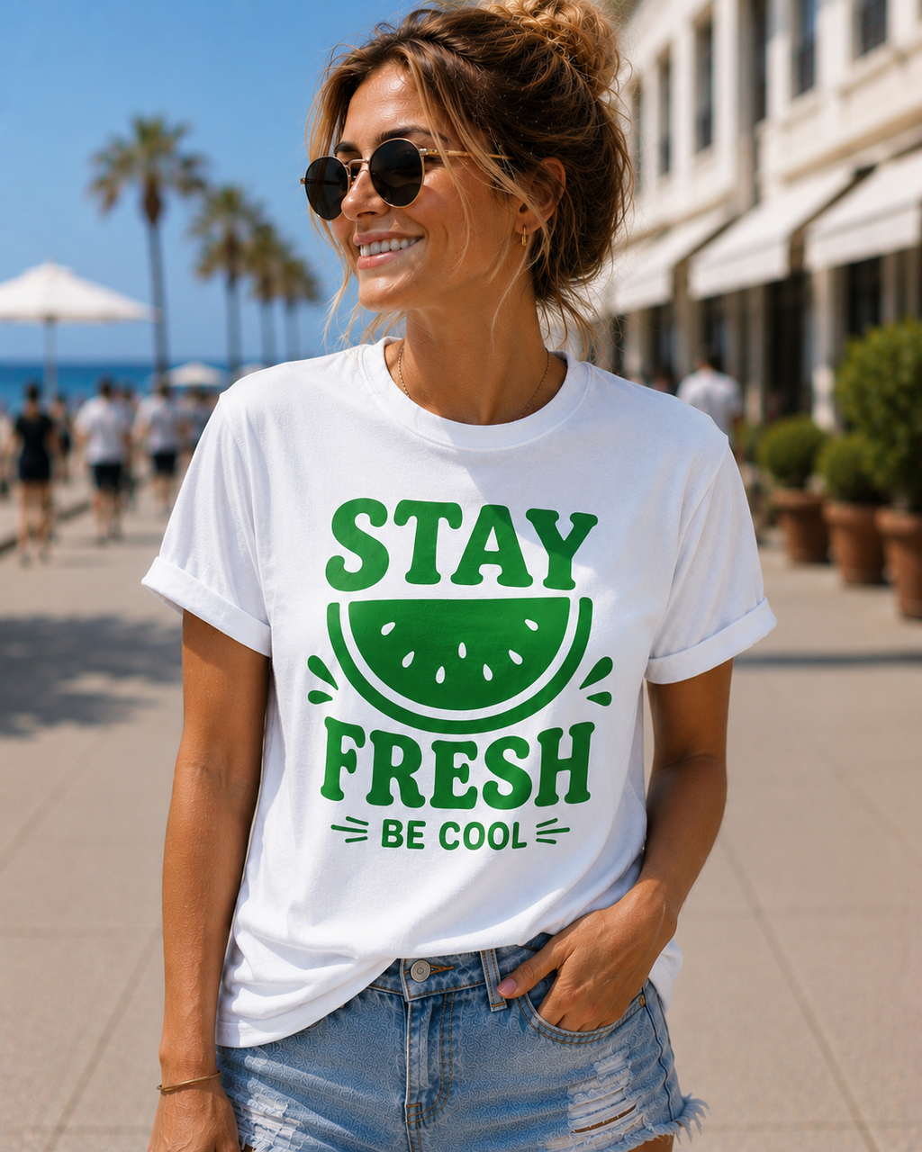 Stay Fresh Be Cool Watermelon Vinyl T-Shirt | Cute Summer Fruit Tee