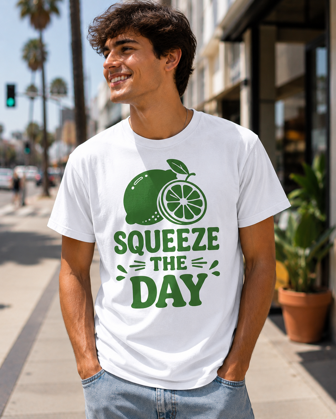 Squeeze The Day Lemon Vinyl T-Shirt | Funny Summer Citrus Tee
