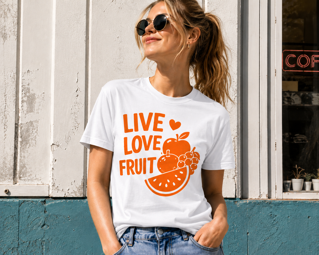 Live Love Fruit Vinyl T-Shirt | Cute Retro Fruit Summer Tee